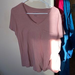 simple basic pink v-neck